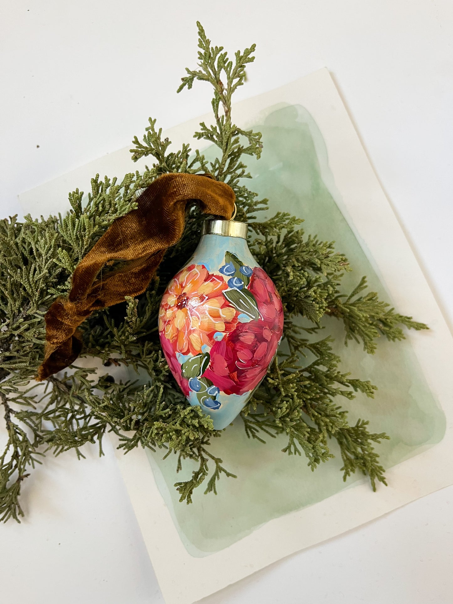 Hand-Painted Ornament - Playful Floral