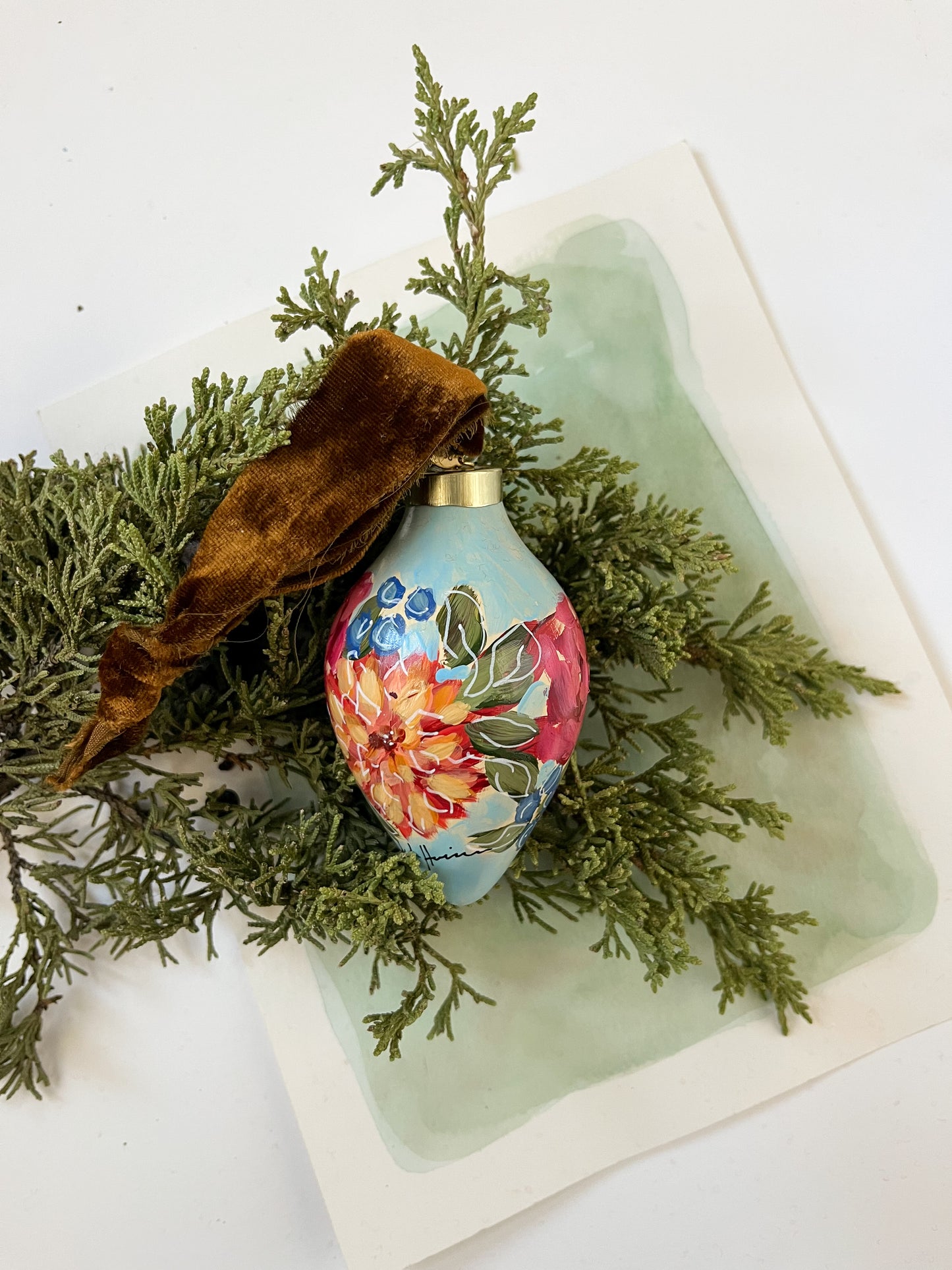 Hand-Painted Ornament - Playful Floral
