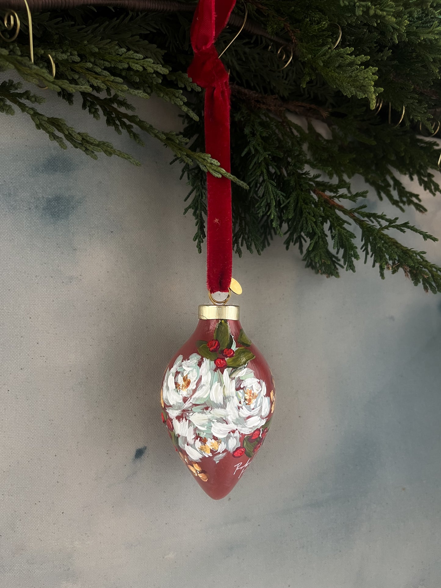 Hand-Painted Ornament - Holly Jolly