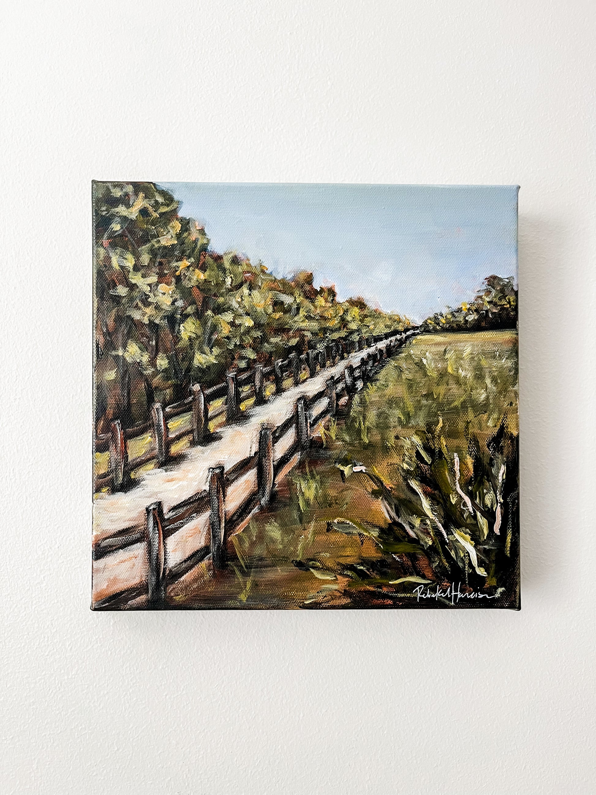 road field warm landscape painting